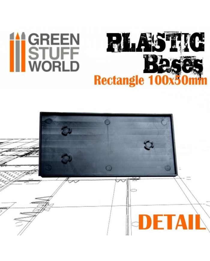 Peanas Rectangulares de 50x100mm - Plástico Negro | Green Stuff World |Peanas de Plástico