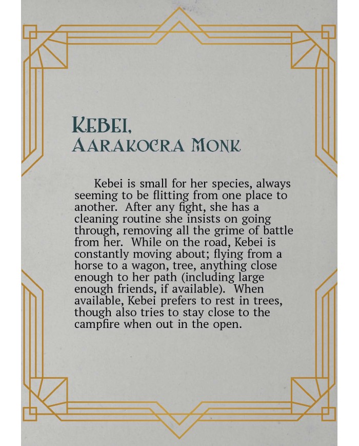 Female Aarakocra Monk - Kebei|The Printing Goes Ever On|Monks