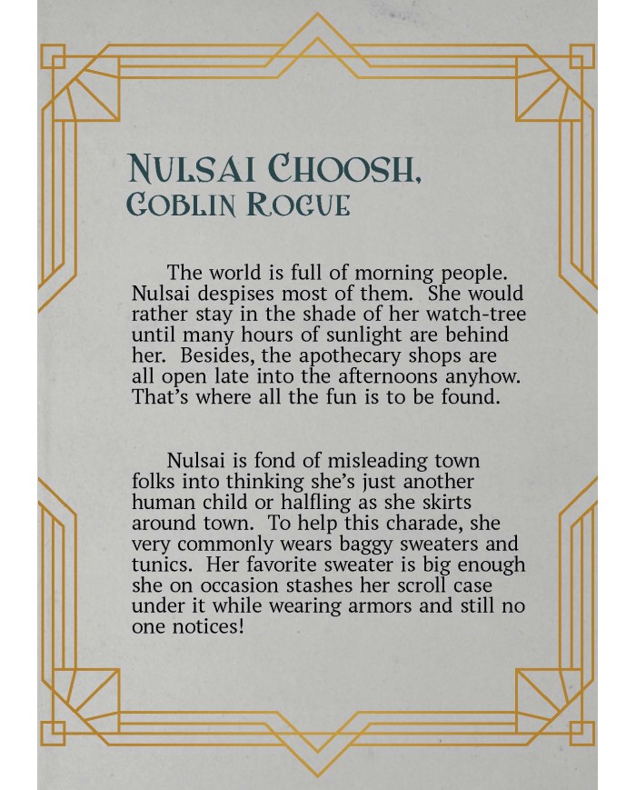 Female Goblin Rogue - Nulsai|The Printing Goes Ever On|Rogues