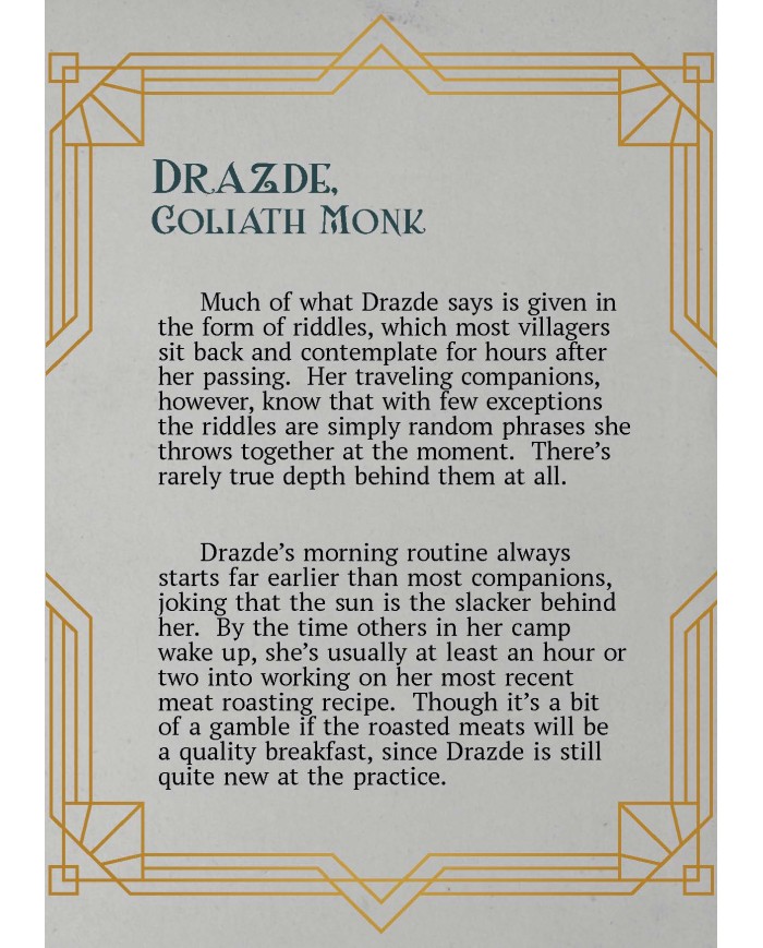 Female Goliath Monk - Drazde|The Printing Goes Ever On|Monks