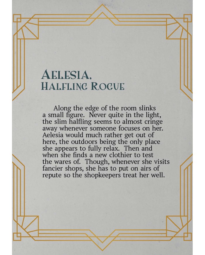 Female Halfling Rogue - Aelesia|The Printing Goes Ever On|Rogues