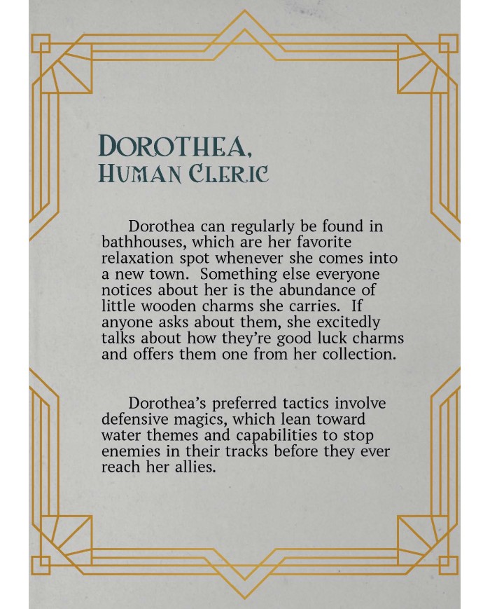 Female Human Cleric - Dorothea|The Printing Goes Ever On|Clerics