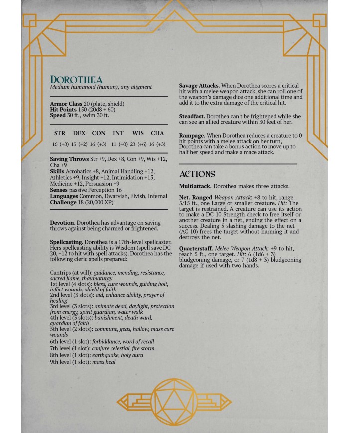 Female Human Cleric - Dorothea|The Printing Goes Ever On|Clerics