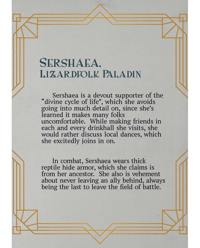 Female Lizardfolk Paladin - Sershaea|The Printing Goes Ever On|Paladins