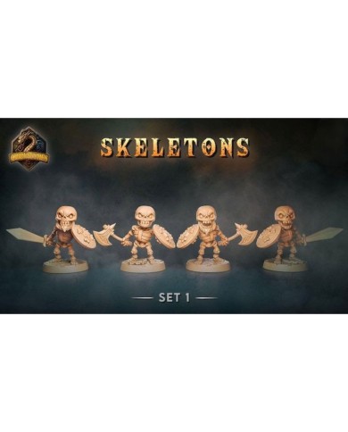 Esqueletos Chibis - Set A - 4 minis